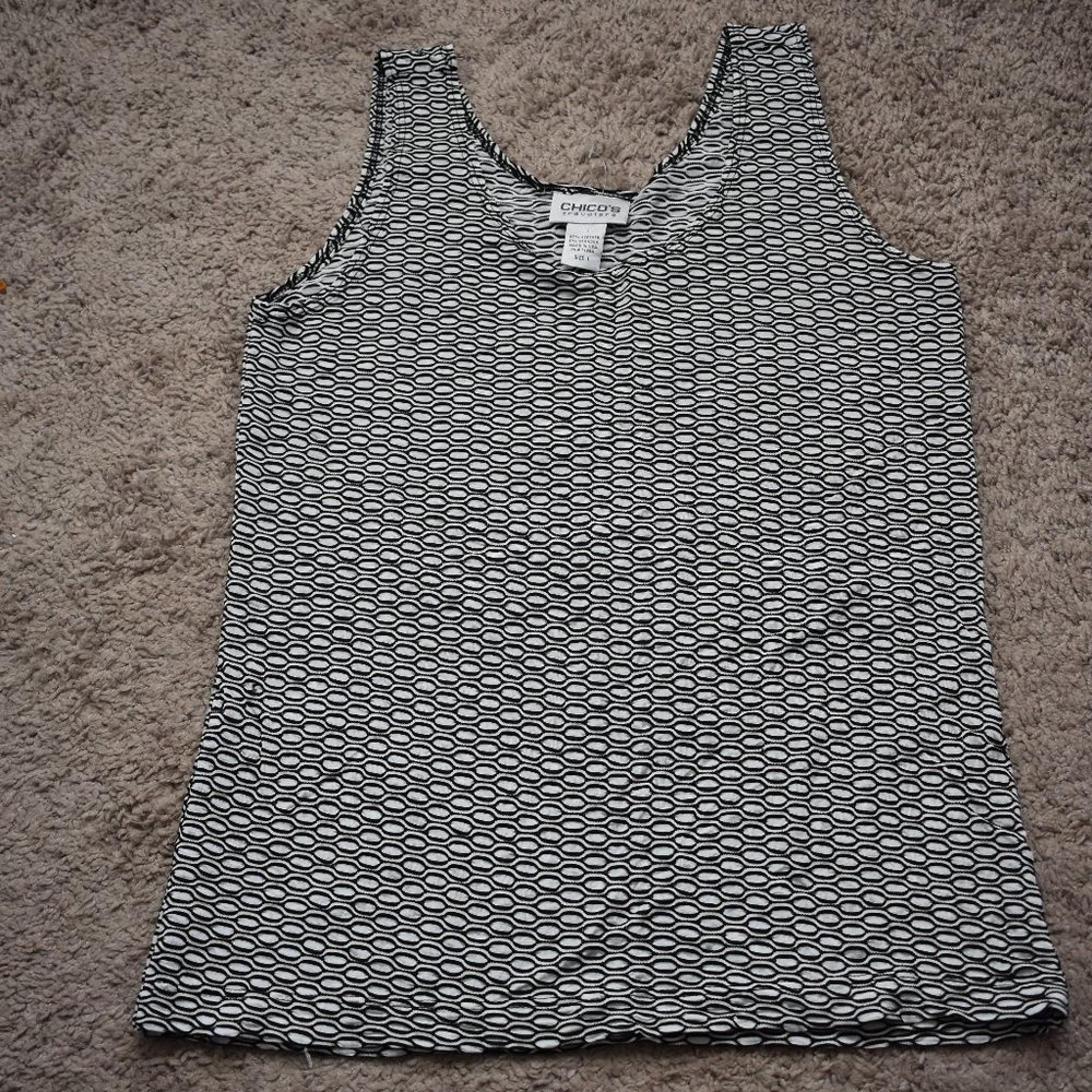 Chicos Travelers Black and White Tank Top